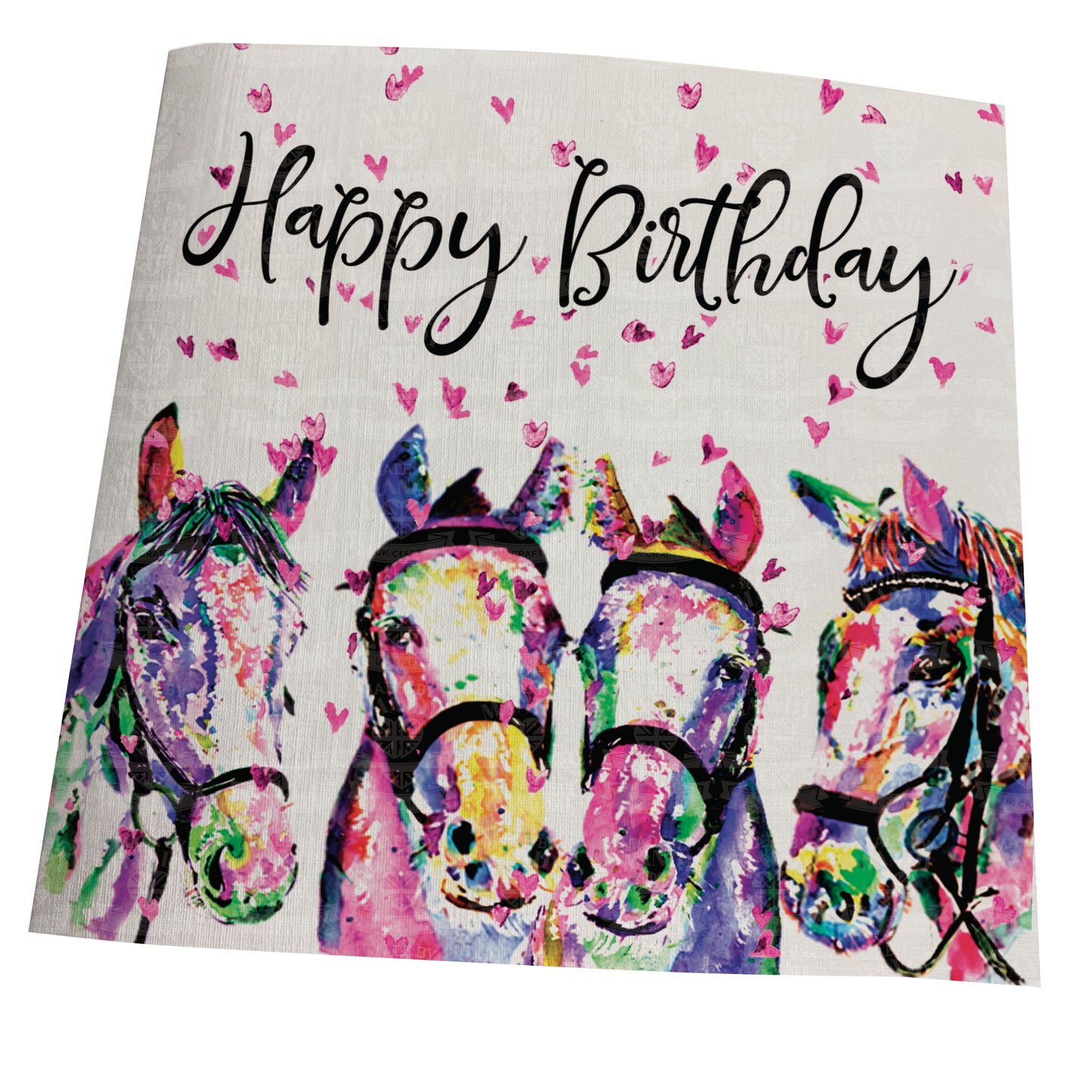 Watercolour Horse Birthday Card with Hearts