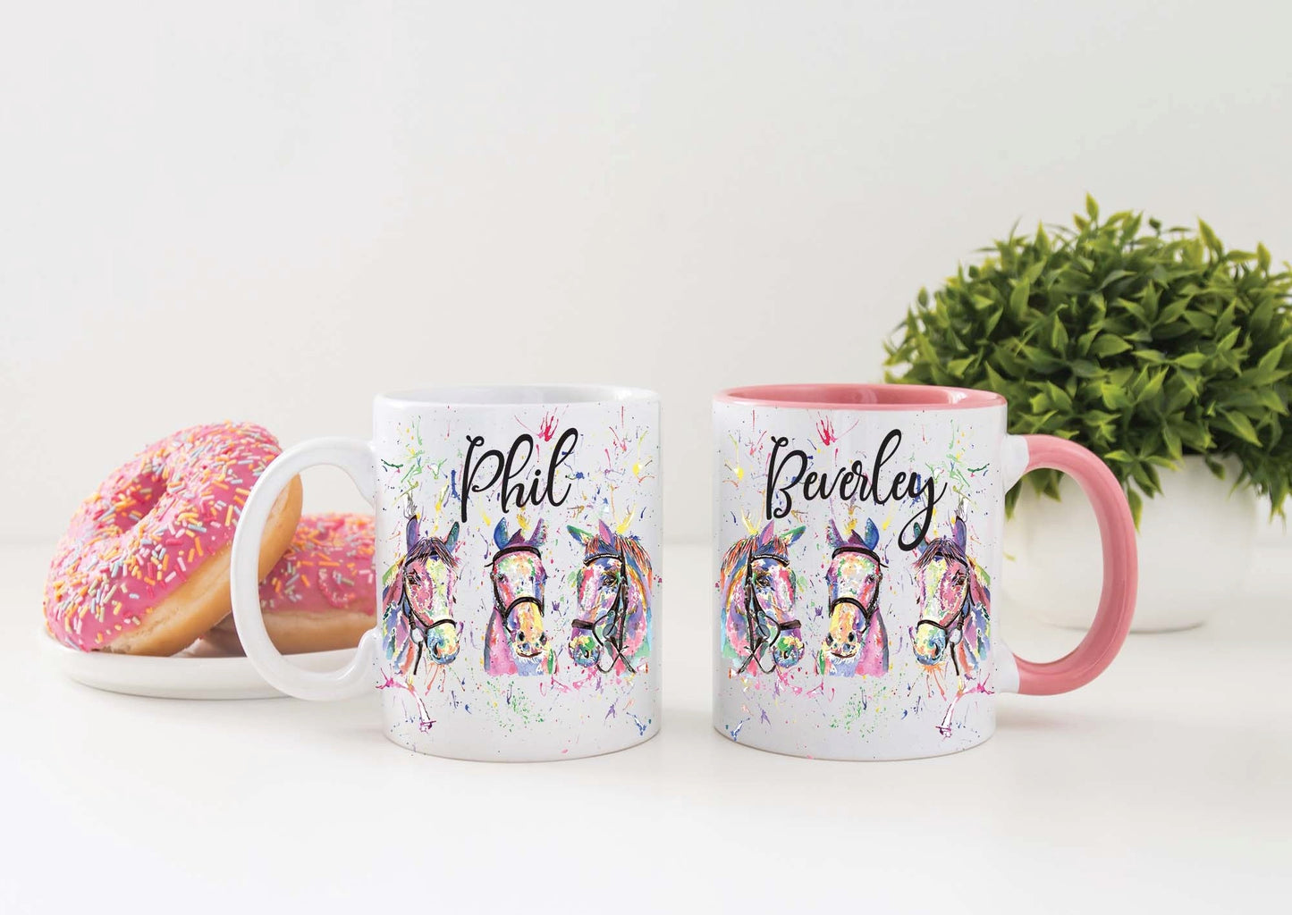 Personalised - Just a girl who loves horses water colour designed gift mug - excellent gift for all occasions gift girls horses niece mum