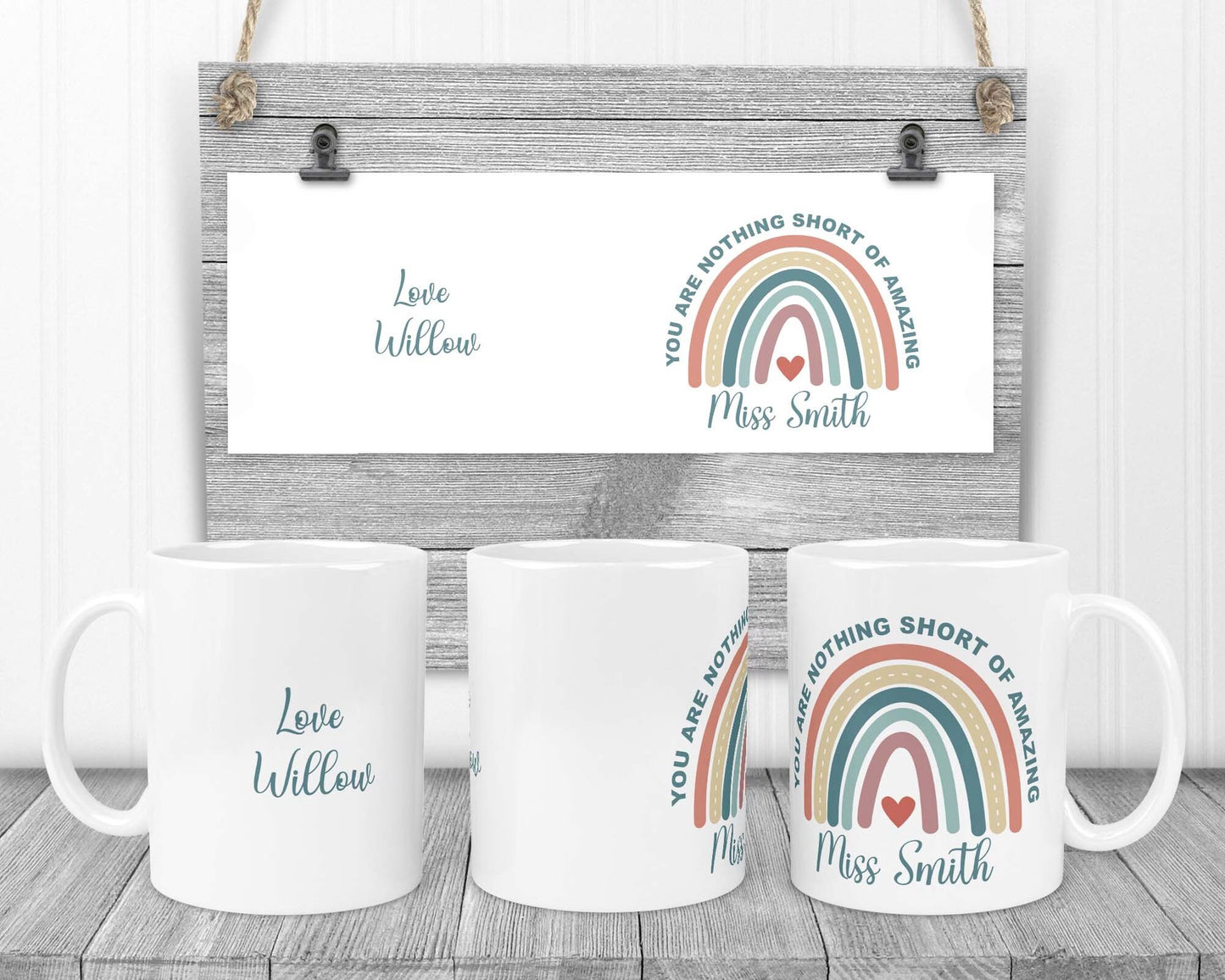 You are nothing short of amazing by Madebymandyukcrafts - Personalised boho rainbow mug for any occasion - Great graduation gift!!