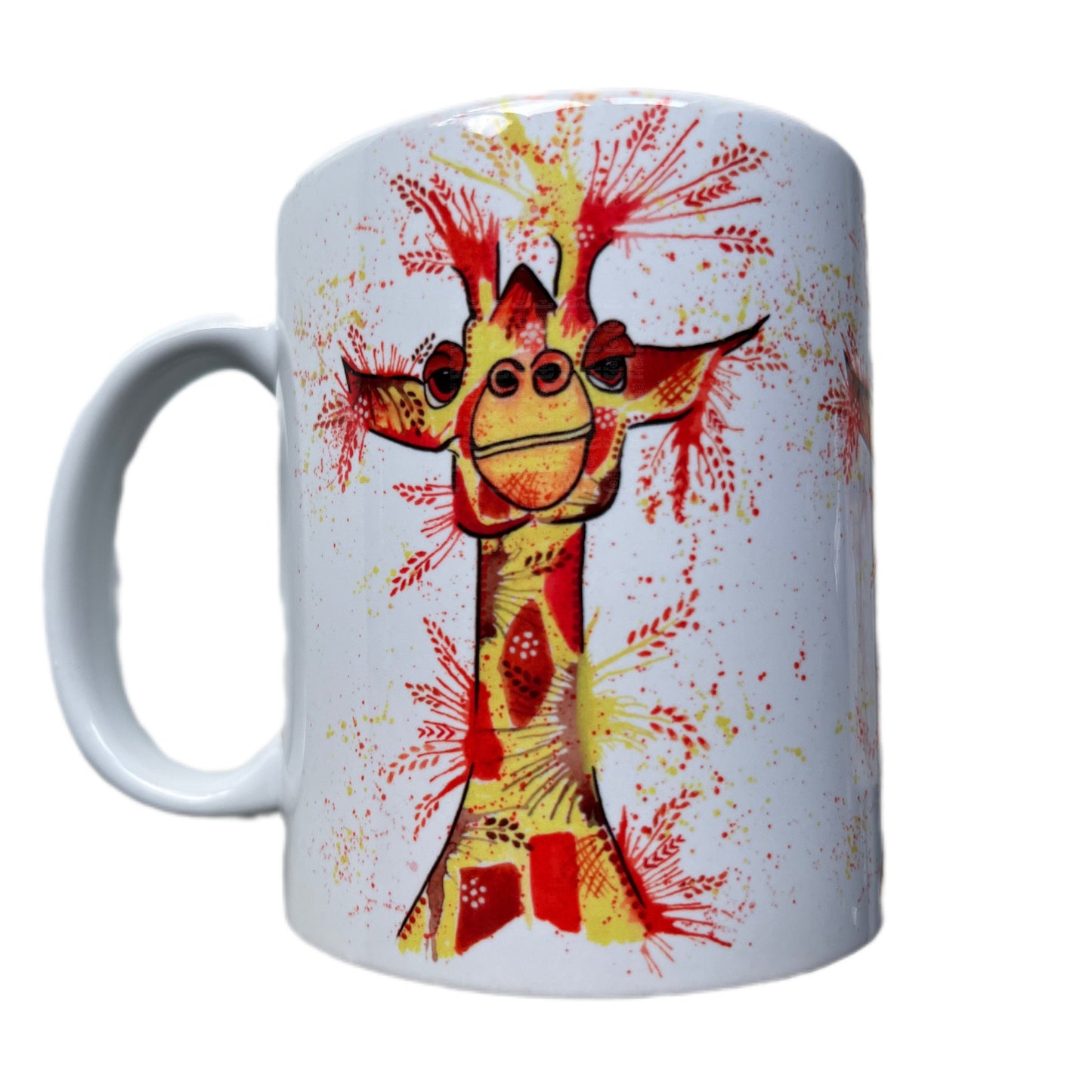 Bright colourful giraffe mug can be personalised
