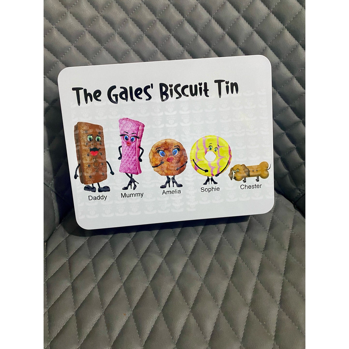 Personalised biscuit tin gift for birthday or for Christmas character biscuits