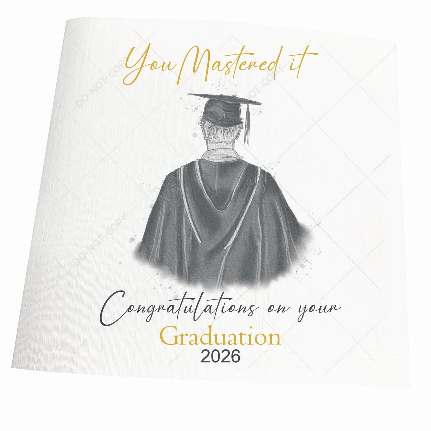 Masters Graduation Card for Him - Hand-Drawn Congratulations Card
