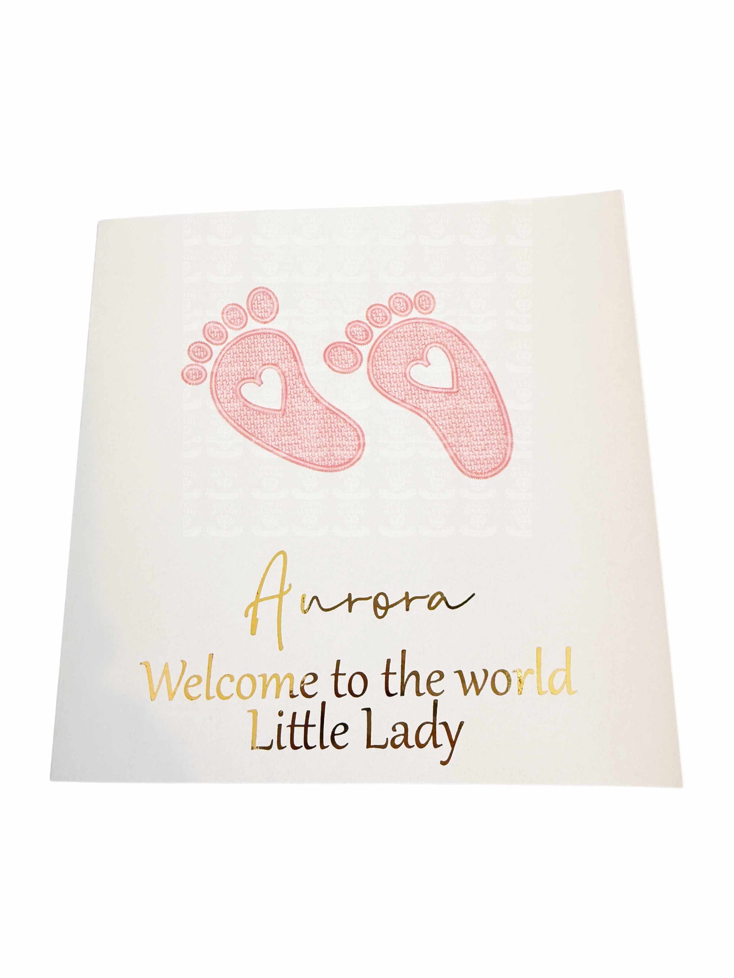 Handmade New Baby Girl Card β Gold Foil | Personalised
