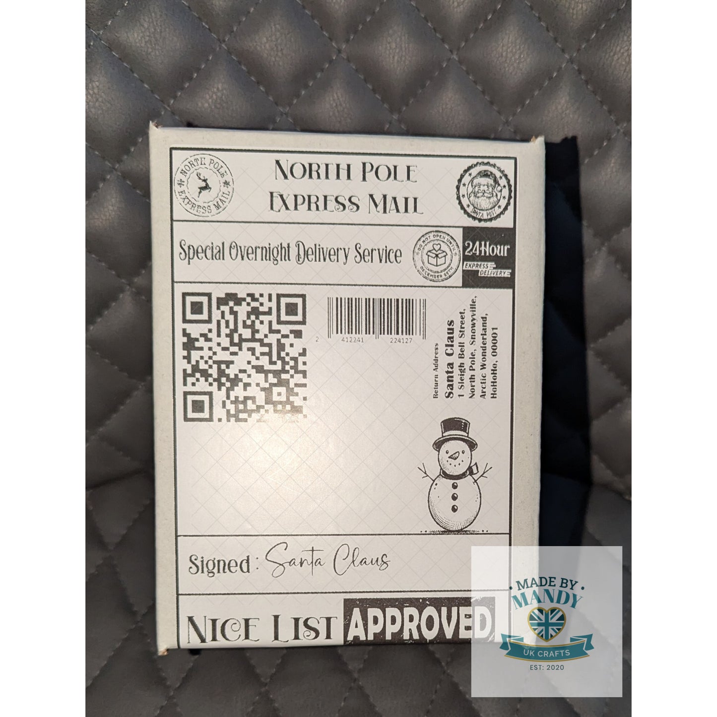 Personalised interactive Santa Father Christmas North Pole postage shipping label