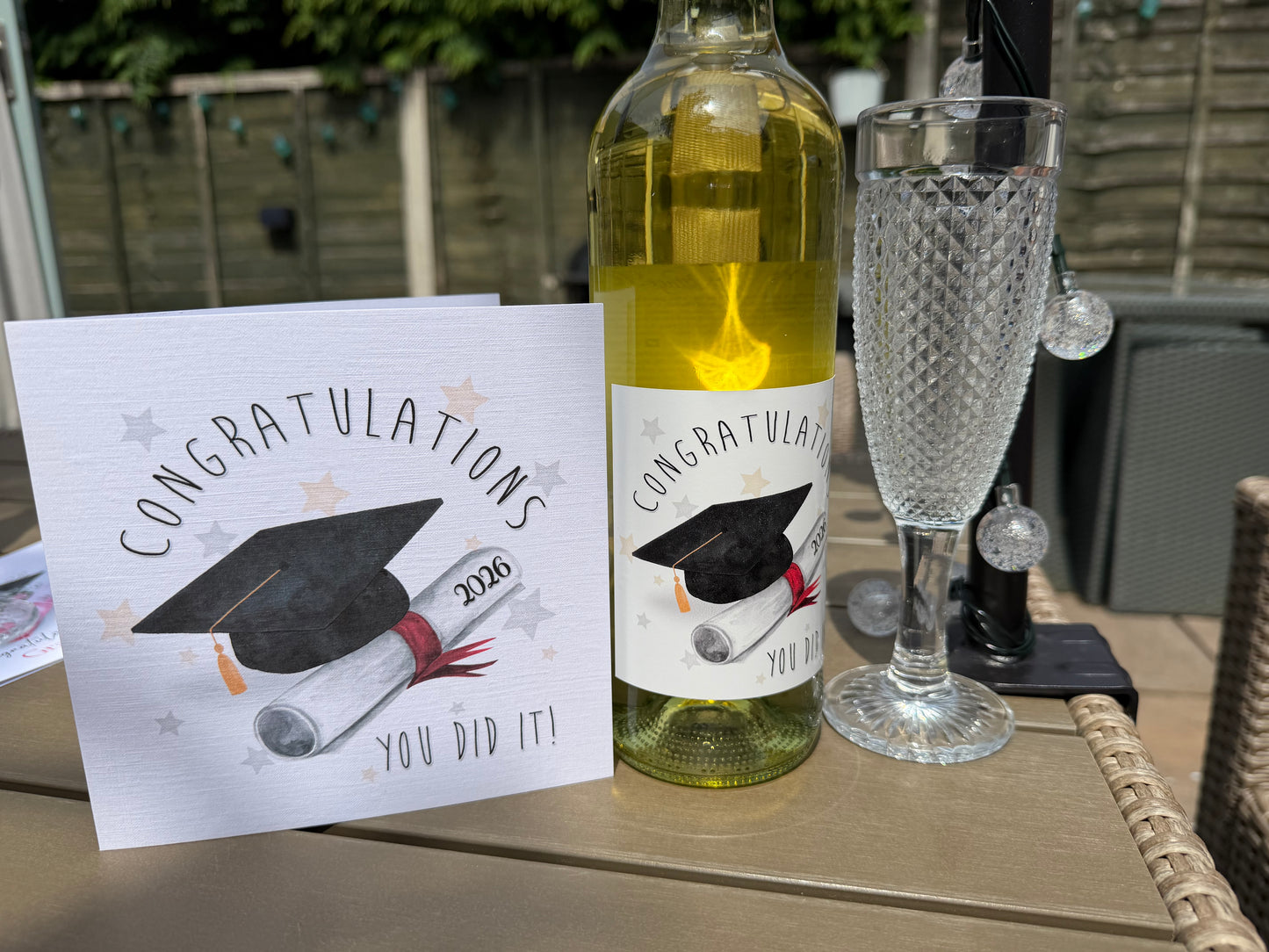 Graduation Prosecco Vinyl Sticker & Card Gift Set