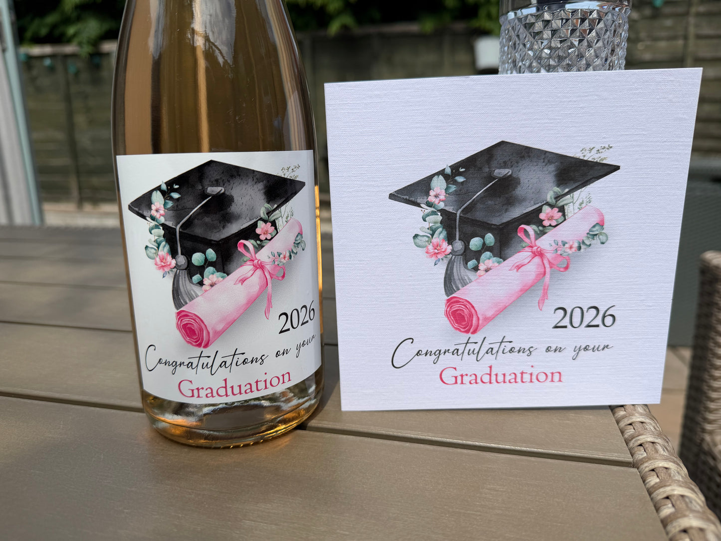 Graduation Prosecco Vinyl Sticker & Card Gift Set