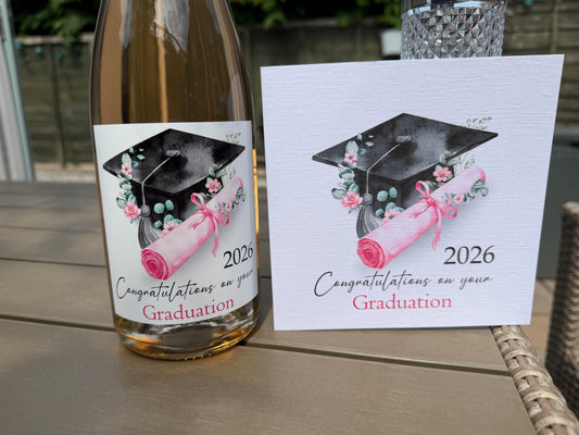 Graduation Prosecco Vinyl Sticker & Card Gift Set