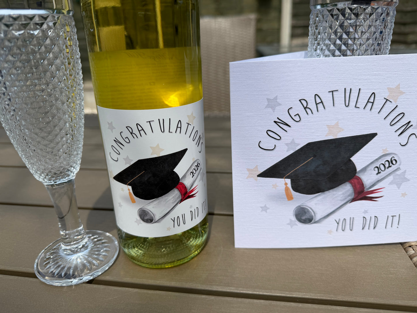 Graduation Prosecco Vinyl Sticker & Card Gift Set