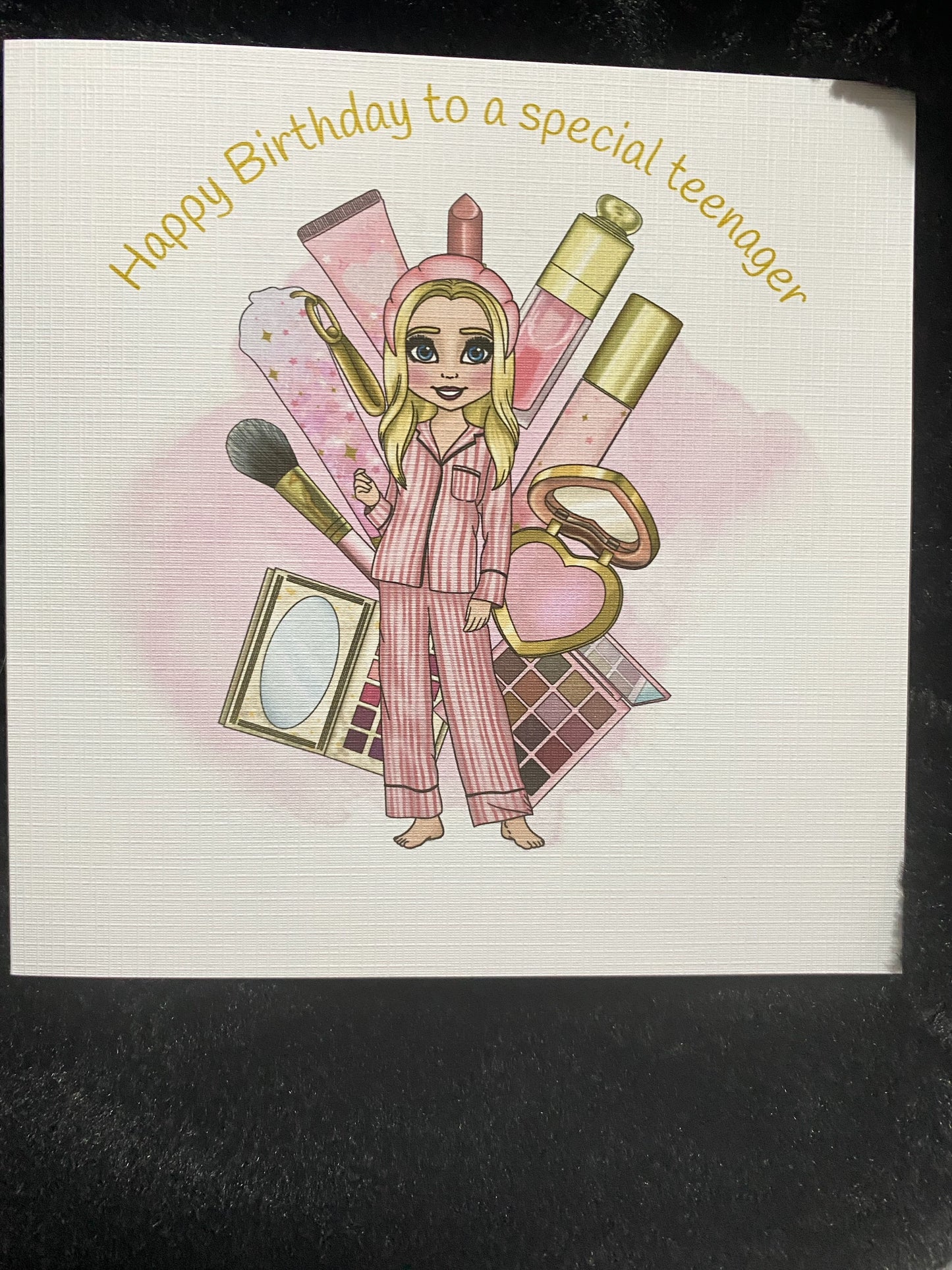 Happy Birthday to a special teenager, pink make up girl card