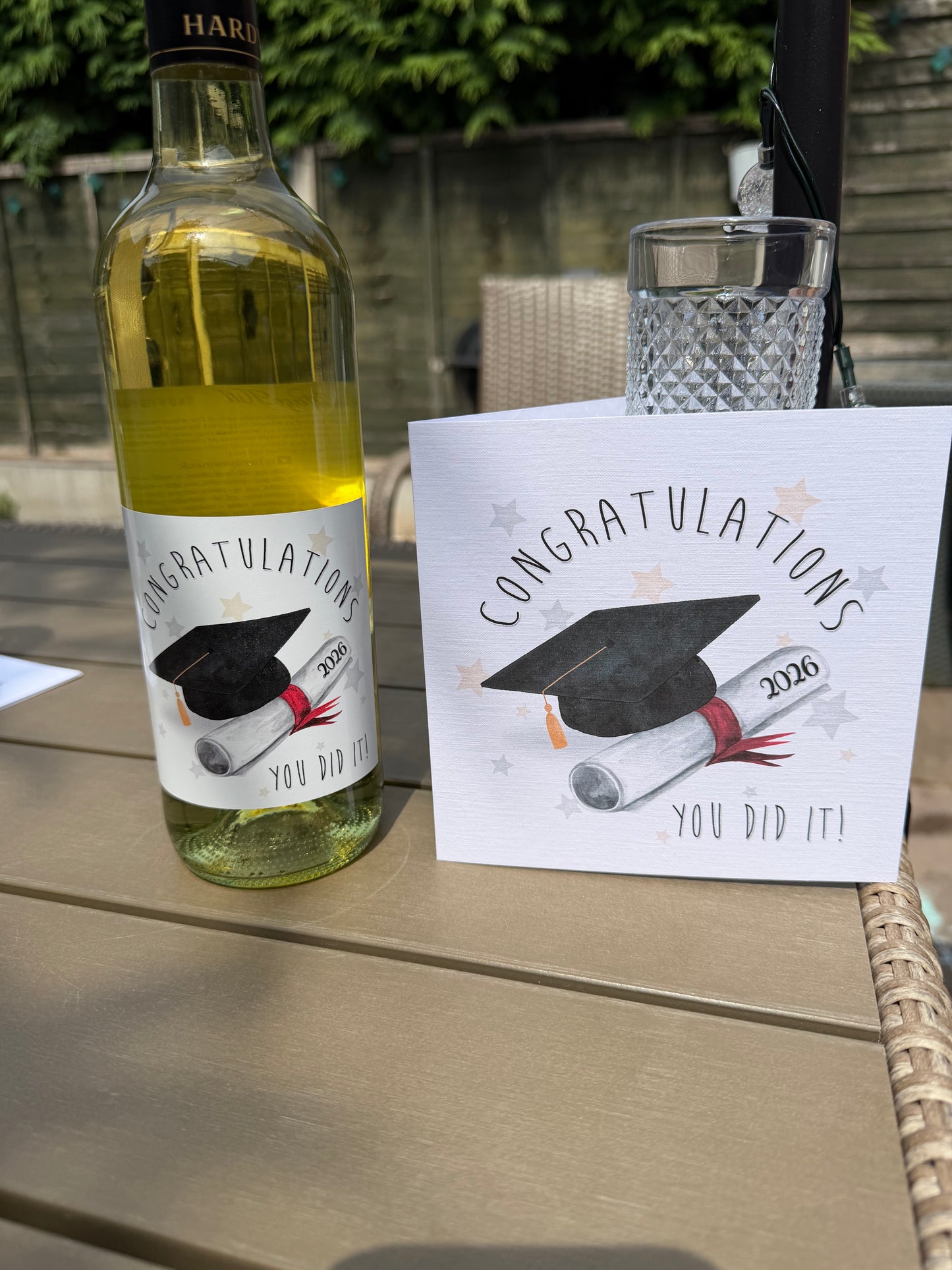 Graduation Prosecco Vinyl Sticker & Card Gift Set