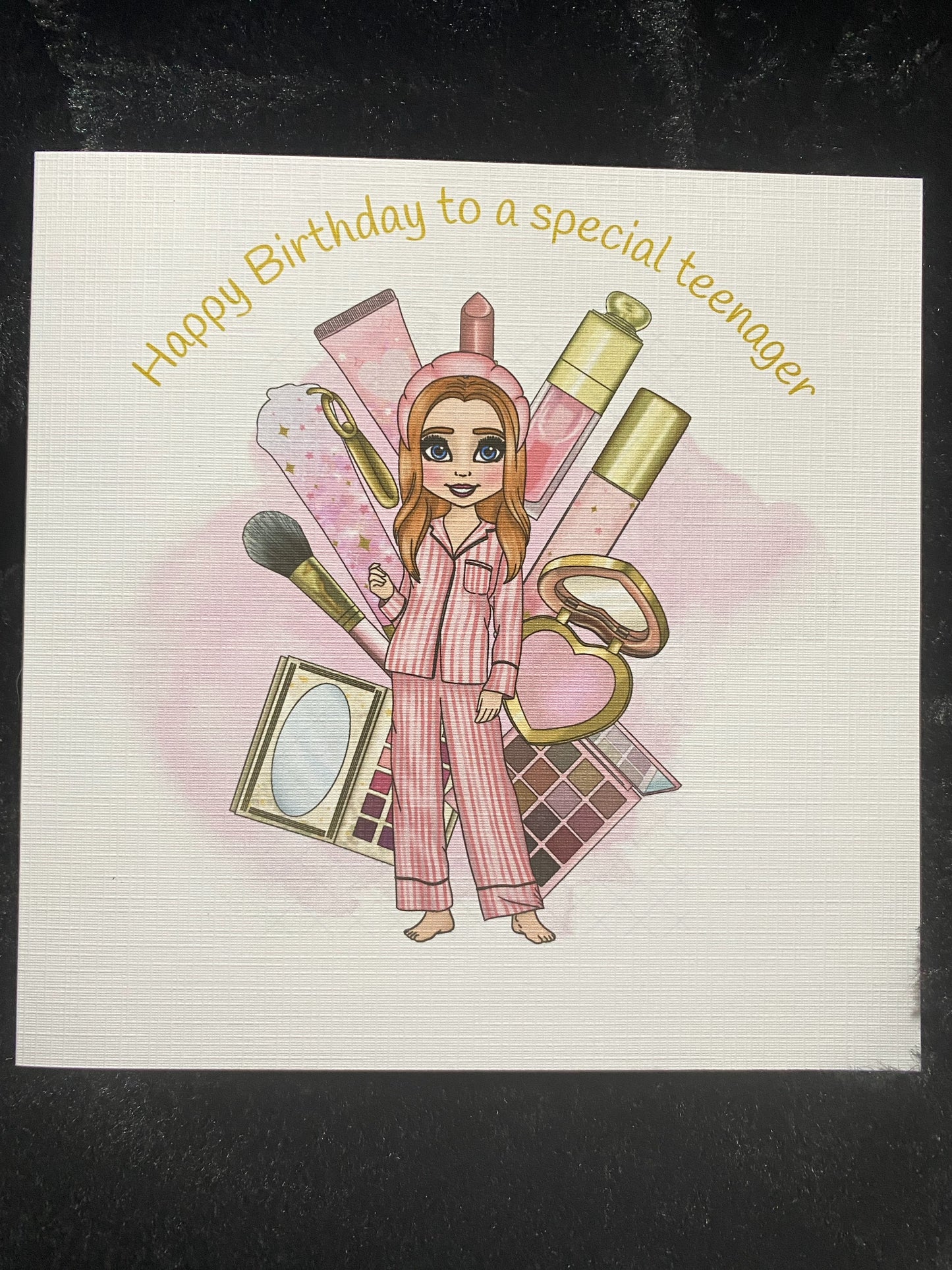 Happy Birthday to a special teenager, pink make up girl card