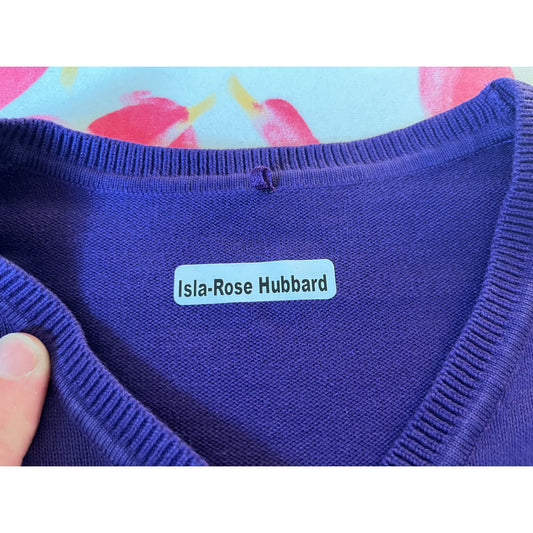 White Washable Iron on Clothing Name Labels - for School Children, Camps, Care Homes, Day Care, Nursery & NHS