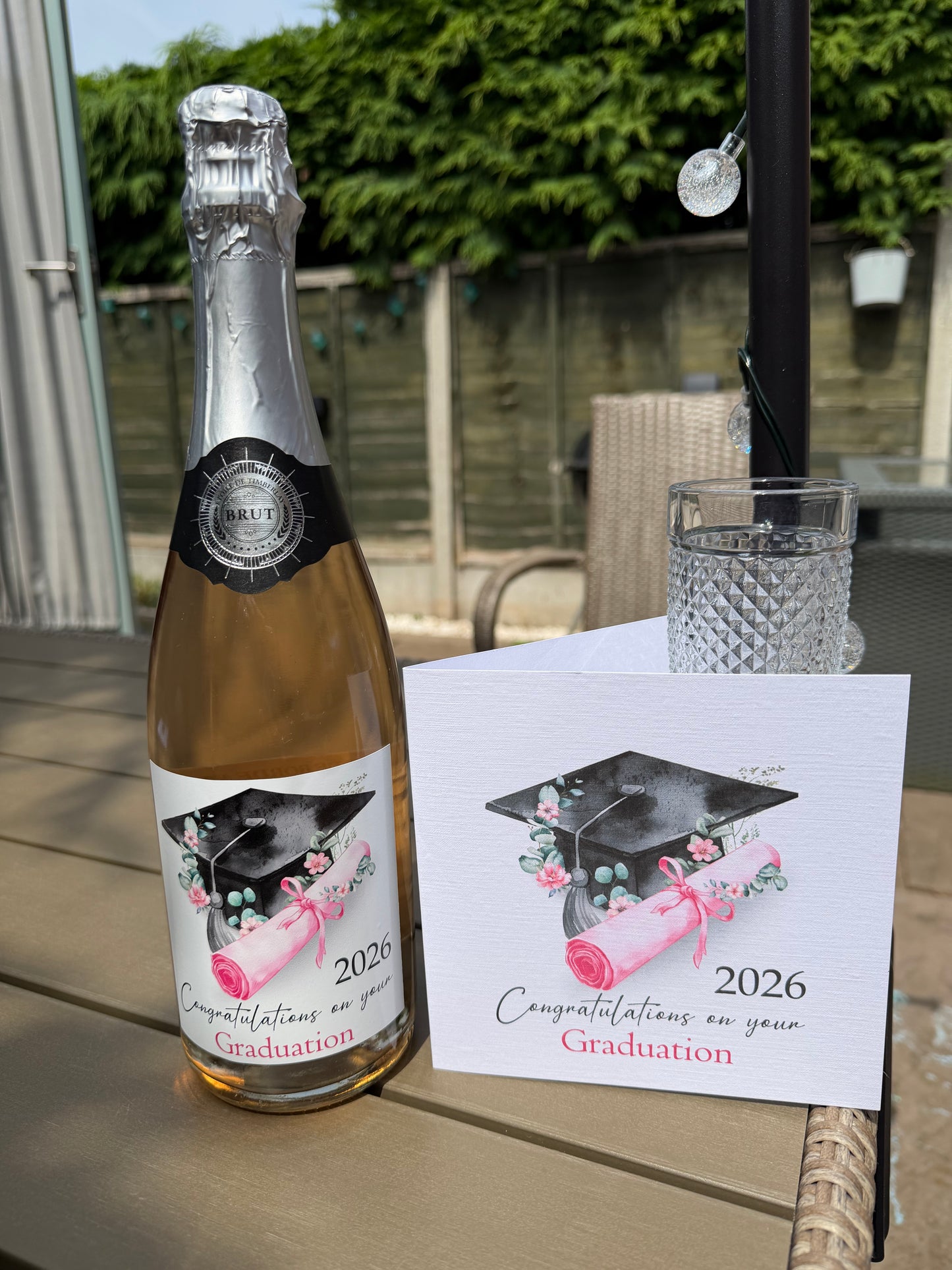 Graduation Prosecco Vinyl Sticker & Card Gift Set