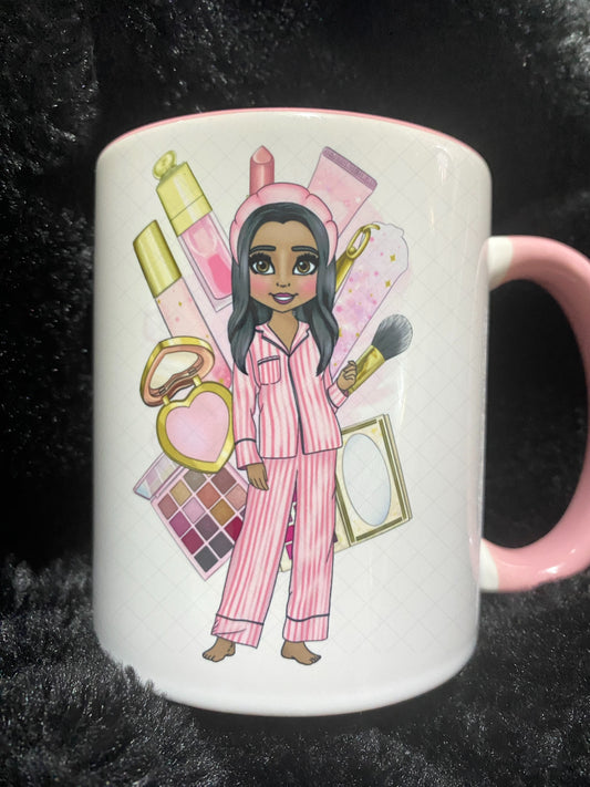 Pink make up girl mug gift for birthday Christmas