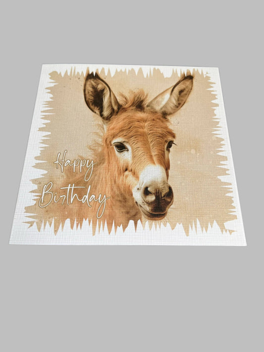 Donkey - 6" x 6" Inch  300 GSM Birthday card featuring a  Donkey