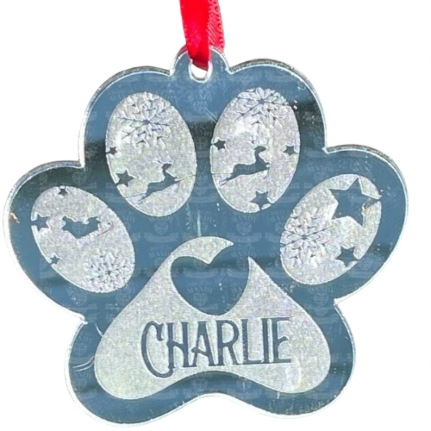 Personalised Acrylic Pawprint Bauble Christmas Tree Decoration