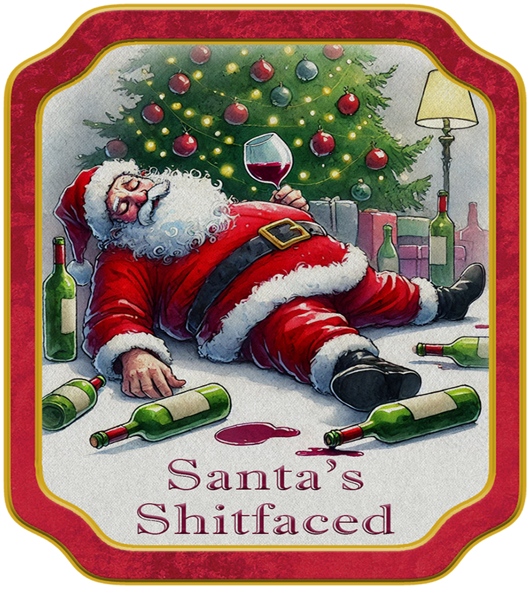Pack of 4 Rude Christmas Wine Labels