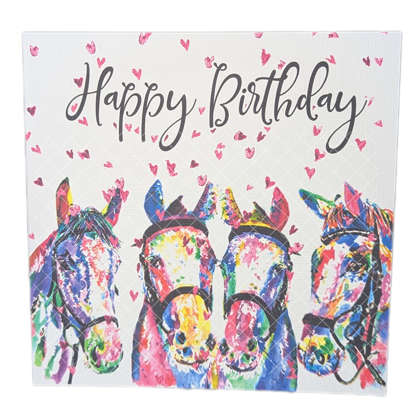 Watercolour Horse Birthday Card with Hearts