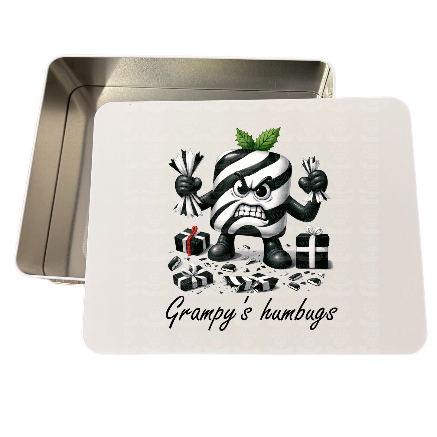 Personalised Biscuit Sweets Storage Metal Tin – Funny Humbug Design | Birthdays Christmas Secret Santa
