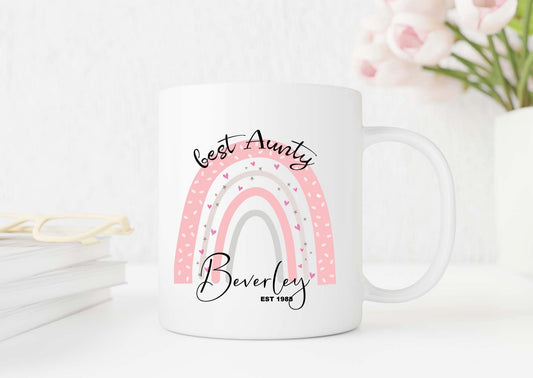 Best auntie -aunty - mum - nan - nanny - mom boho rainbow custom, tailor-made, distinct gift mug for birthdays or any occasion
