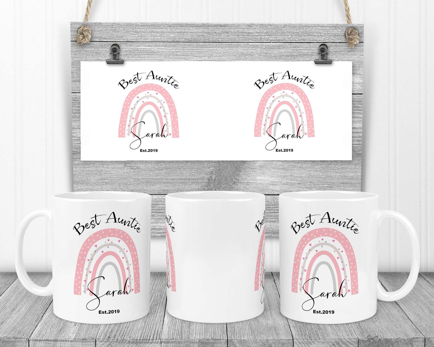 Best auntie -aunty - mum - nan - nanny - mom boho rainbow custom, tailor-made, distinct gift mug for birthdays or any occasion