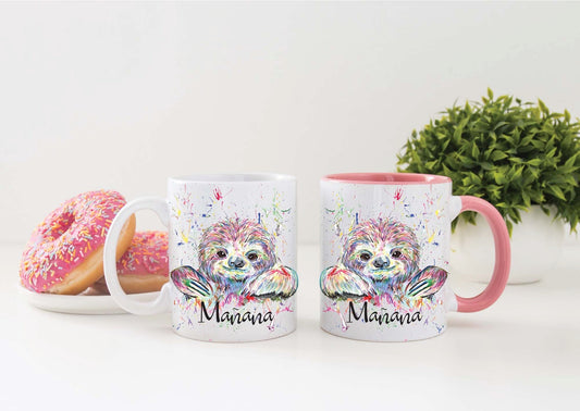 Personalised Water colour sloth  designed gift mug - excellent gift for all occasions for mum niece daughter nanny aunt