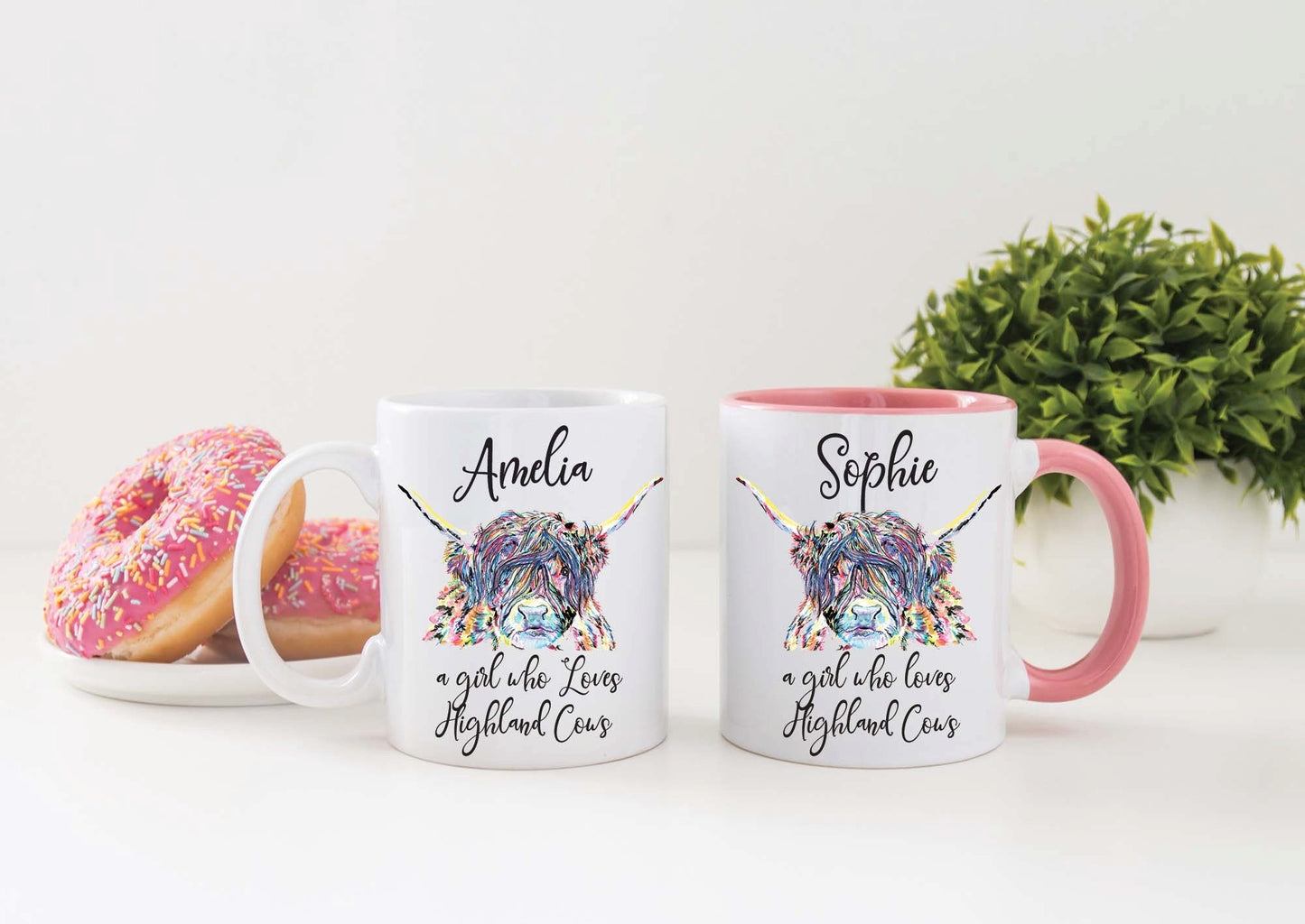 Tailor-made - Just a girl who loves Highland cows water colour designed gift mug -  for anyone who loves highland cows mother's day gift