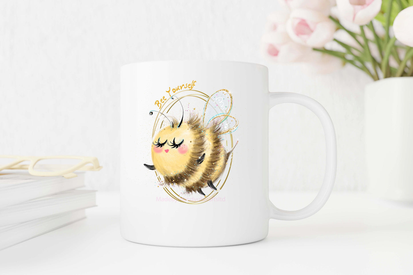 Bee Happy - Bee Kind - Bee Yourself inspirational mugs from Madebymandyukcrafts