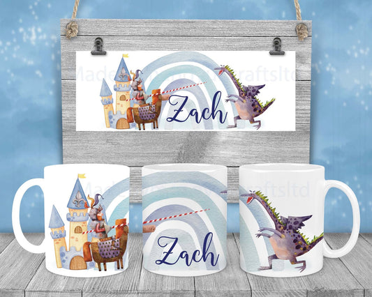 Personalised Knight vs Dragon Mug | 11oz Birthday Gift
