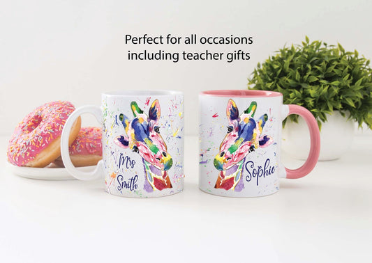 Water colour giraffe gift mug - excellent Teacher gift