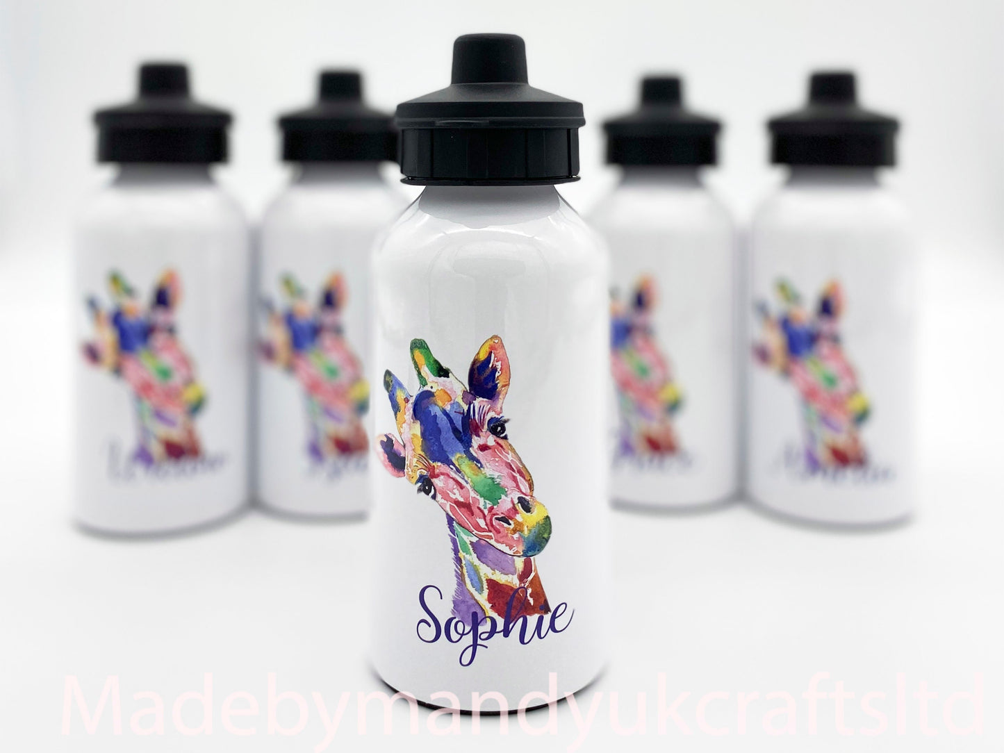 Beautiful personalised metal water bottle boys girls giraffe dinosaur gift back to school water eco reusable bottle