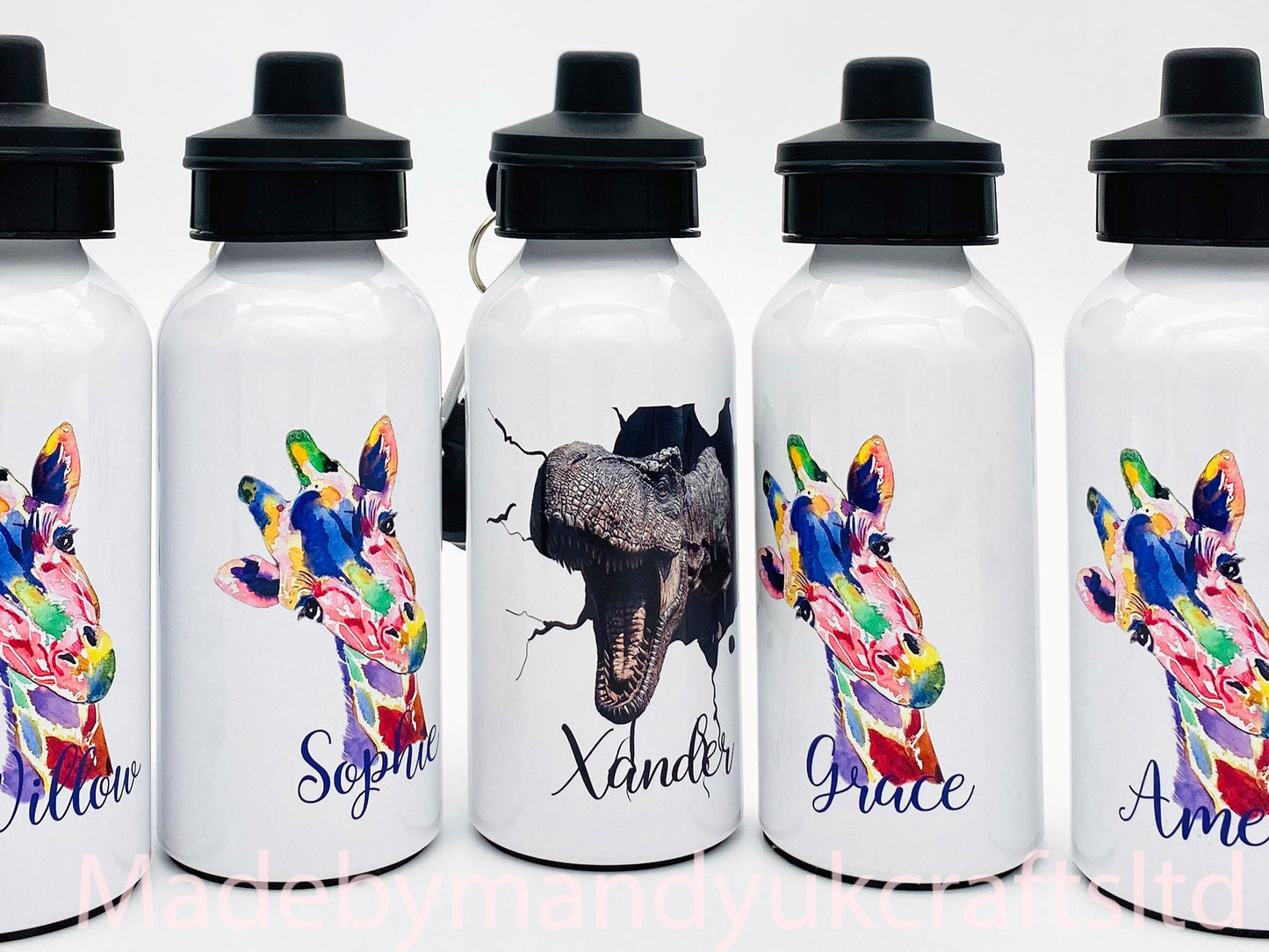 Beautiful personalised metal water bottle boys girls giraffe dinosaur gift back to school water eco reusable bottle