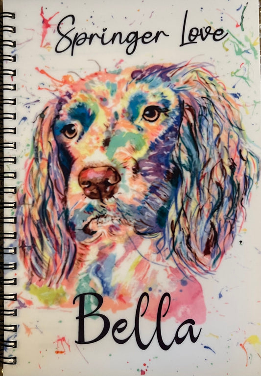 A5 personalised Springer Spaniel note book perfect gift for anyone who loves dogs or dog owner