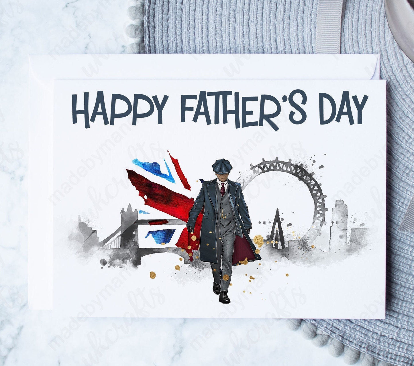 Father's day gangster inspired card, Birthday card, Anniversary card 7"x 5" card, London themed man - Can be Personalised