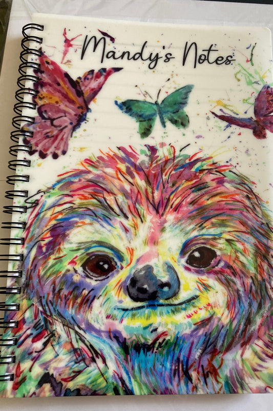 A5 personalised Sloth lover with butterflies note book
