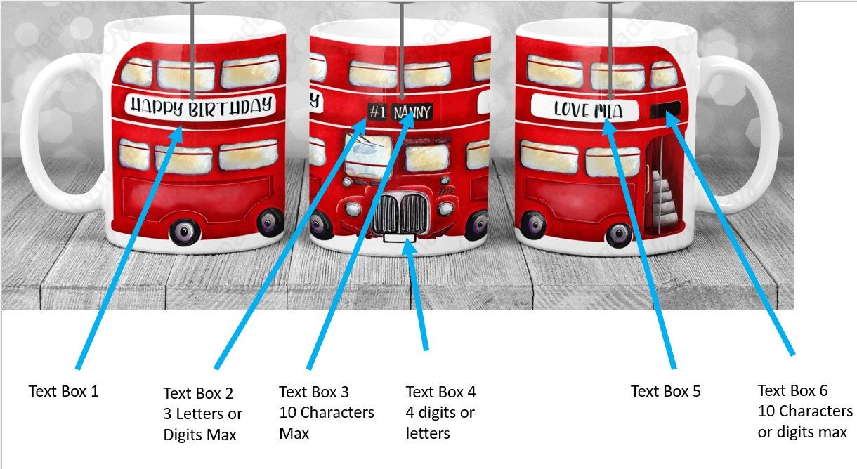 Personalised Red London bus, perfect gift for Christmas, anniversary, birthdays, teacher thank you's, bus drivers gift mug.