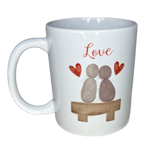 Love pebble art couple mugs - Great gift for Valentines day, anniversaries, weddings or just because you love them!!