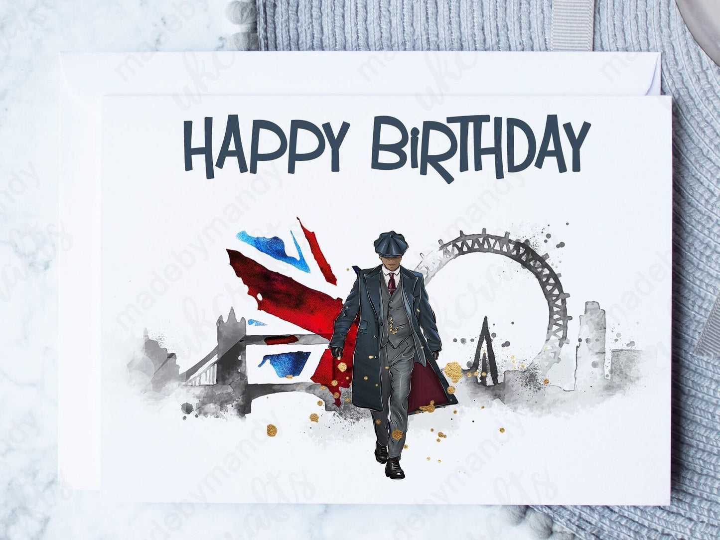 Father's day gangster inspired card, Birthday card, Anniversary card 7"x 5" card, London themed man - Can be Personalised