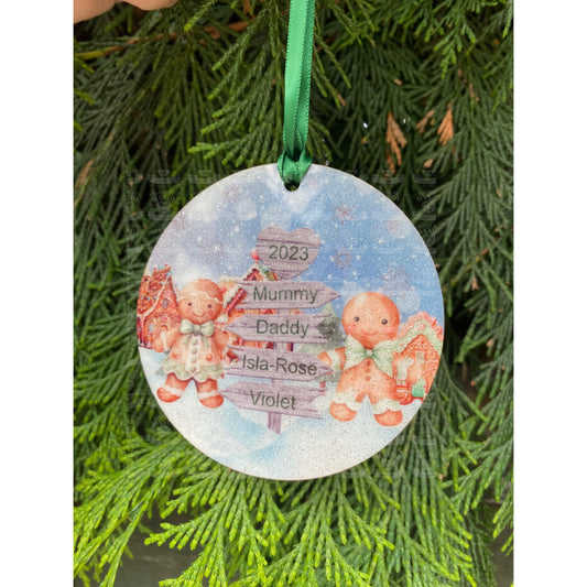 Personalised family Christmas glitter mdf flat ornament decoration for Christmas tree perfect family gift