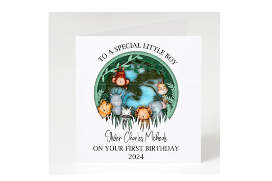 Personalised special first birthday card for a little boy
