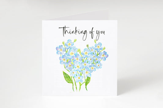 Thinking of you Forget me not floral card watercolour botanical