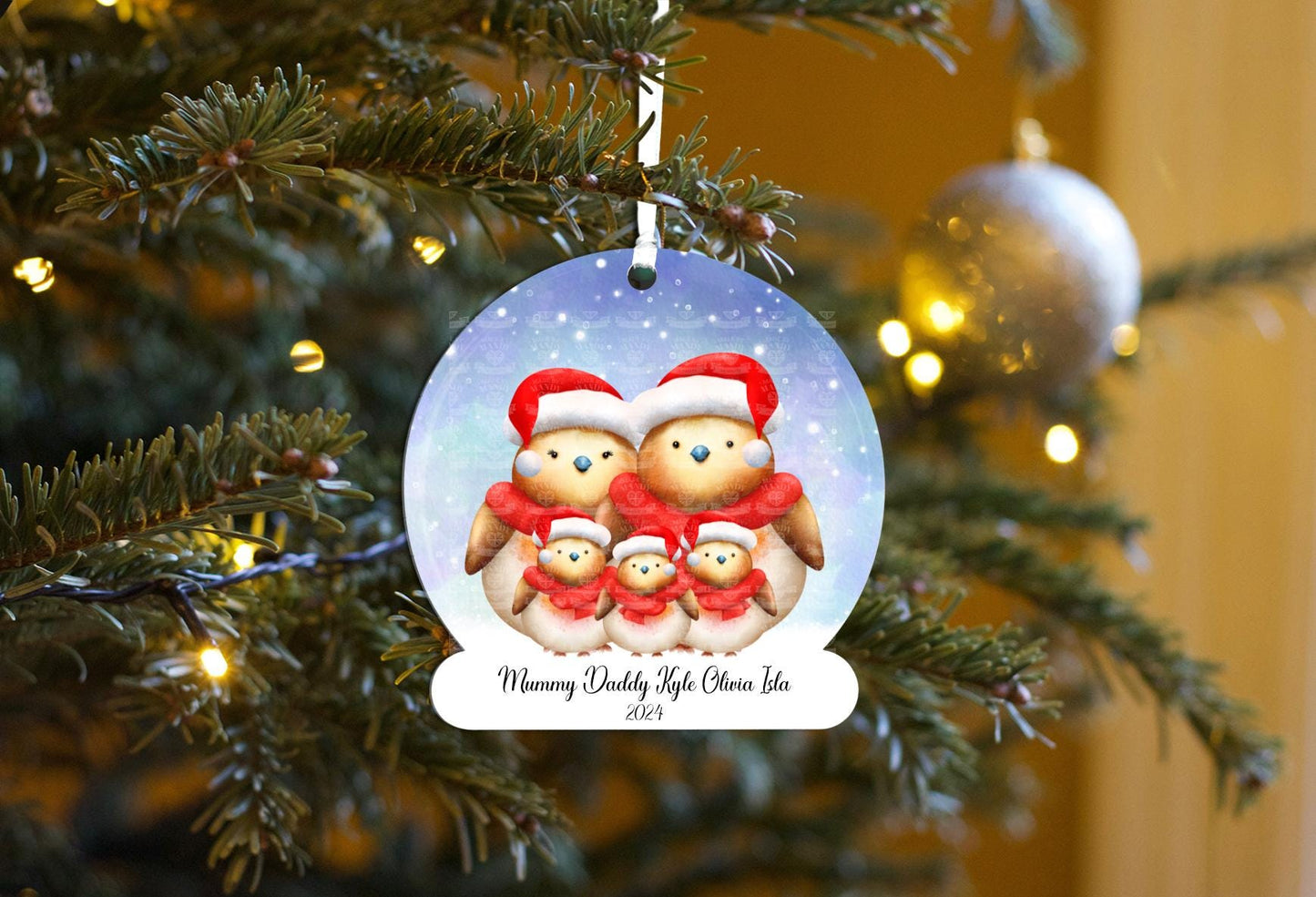 Snow Globe Robin Christmas Decoration with Glitter