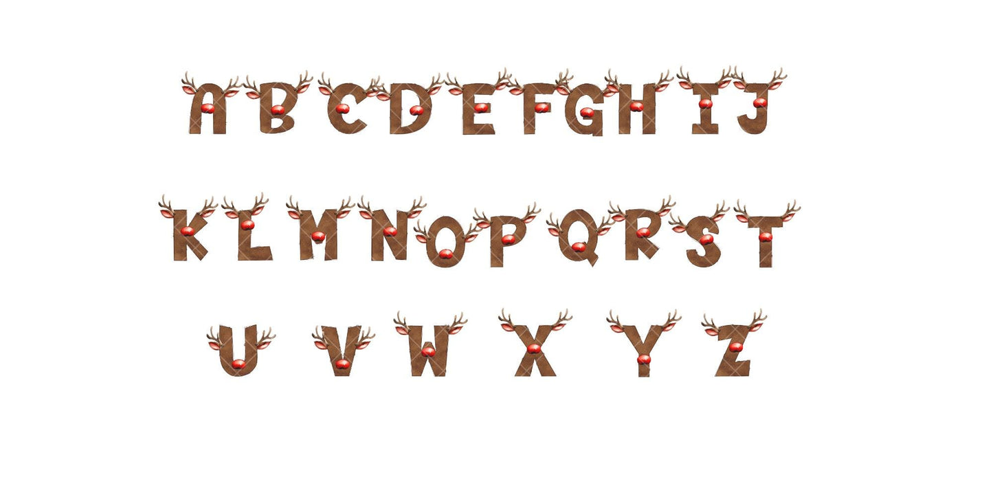 Personalised Reindeer style initial with antlers and name Christmas hot chocolate mug