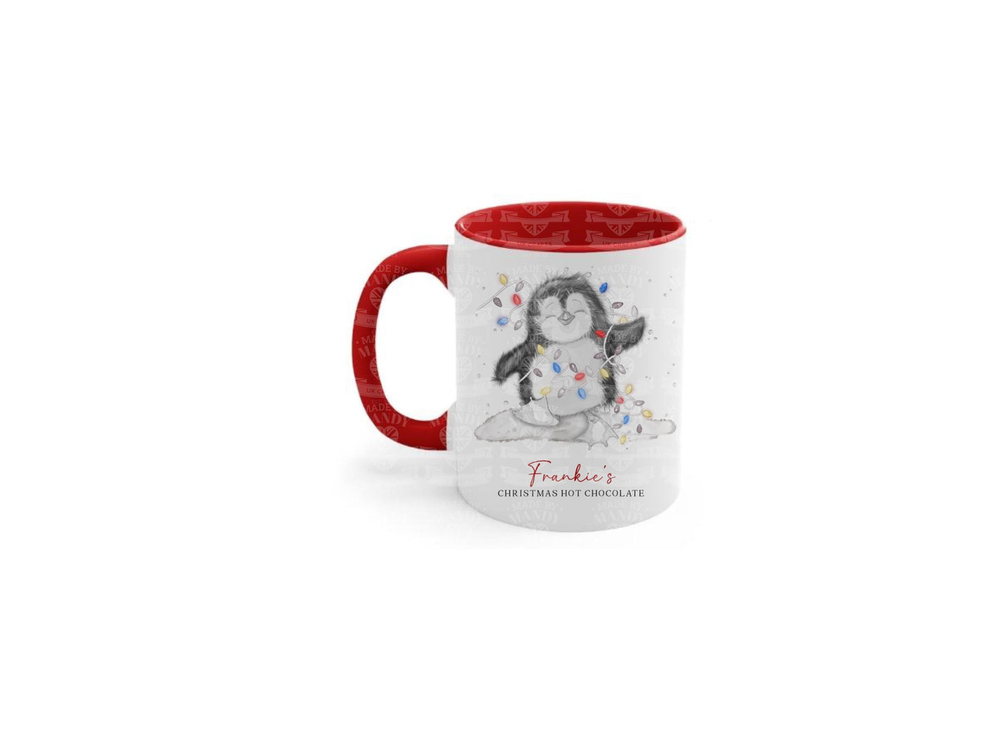 Cute penguin ceramic mug personalised with name or message great christmas gift for adults and children