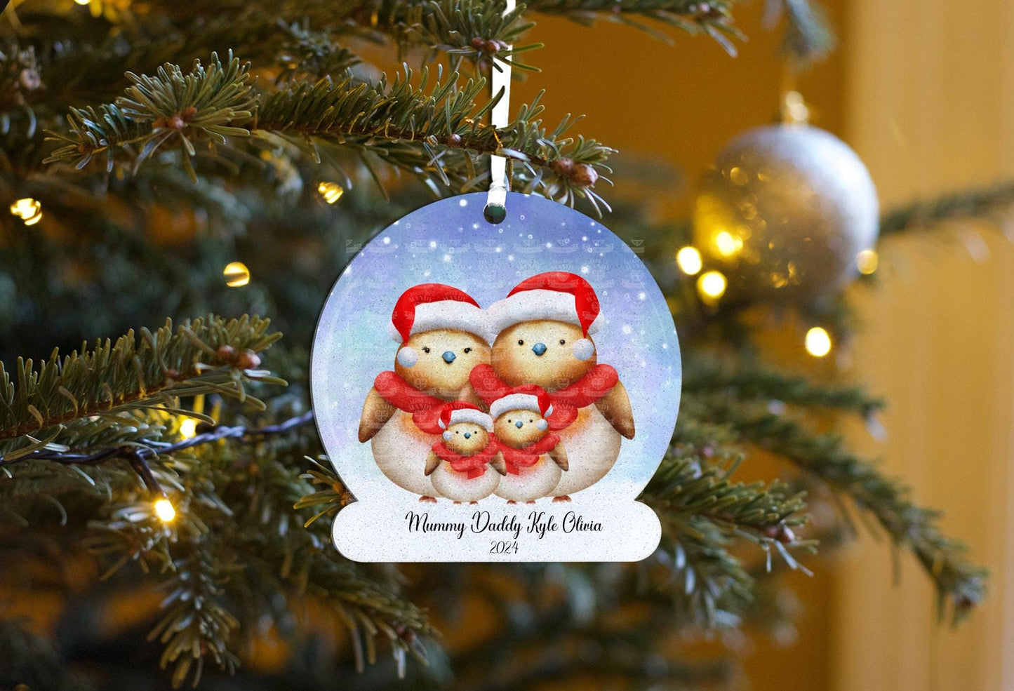 Snow Globe Robin Christmas Decoration with Glitter