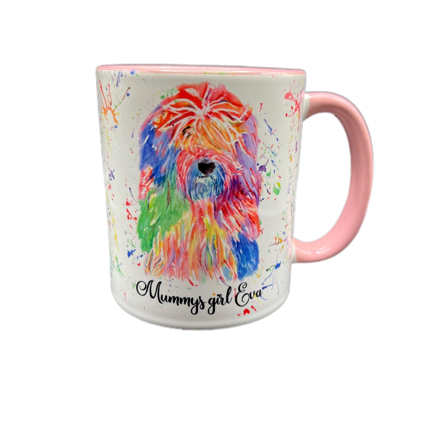 Personalised - Old English Sheep Dog water colour designed gift mug - excellent gift for all occasions