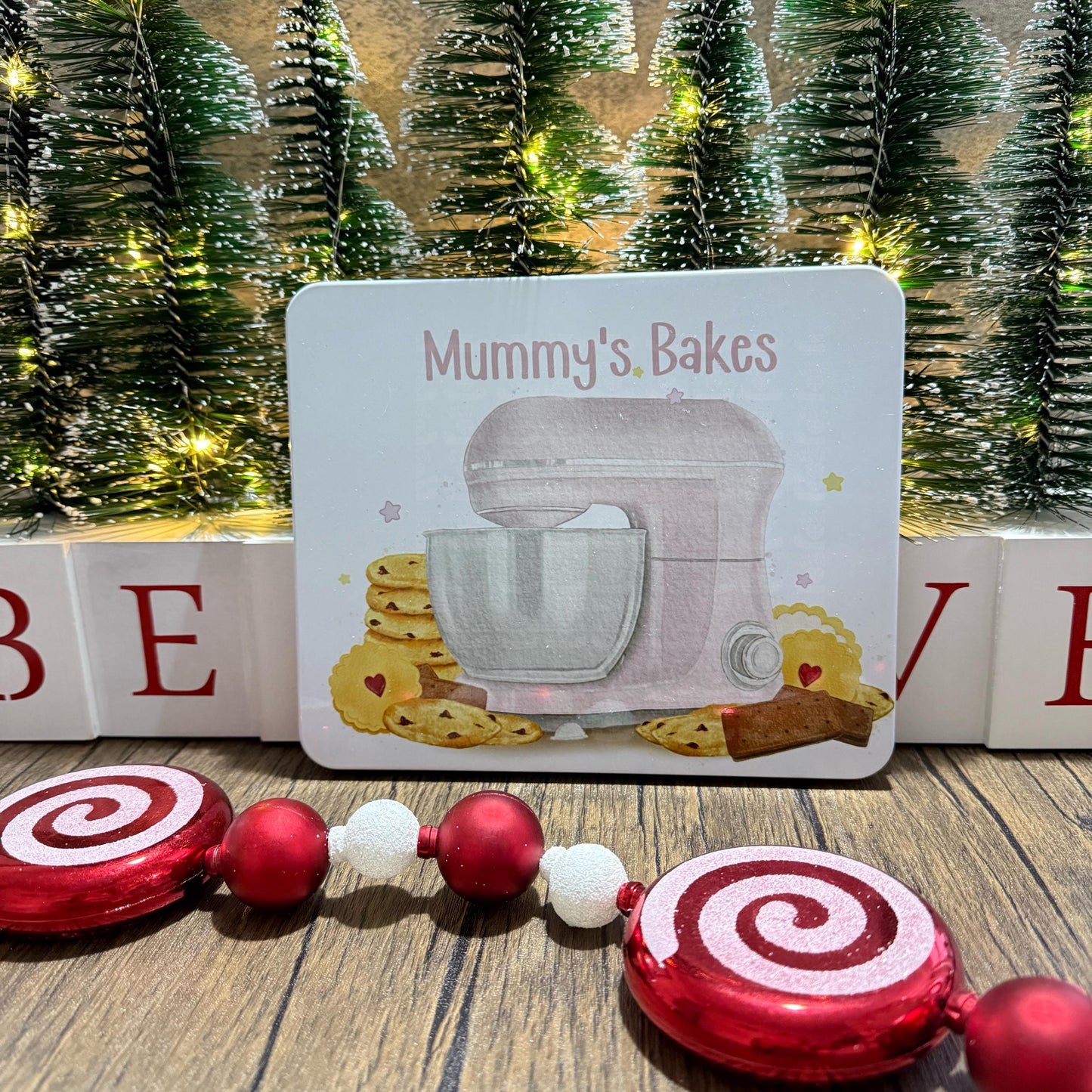 Personalised Biscuit cookie tin for treats, goodies snacks biscuits, storage, hand drawn design, Christmas, birthday, any occasion