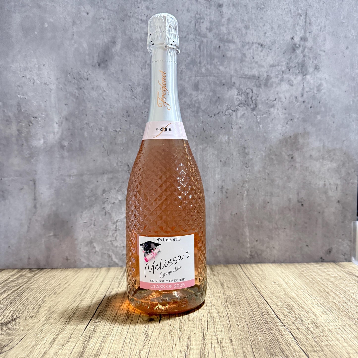 Personalised Wine Prosecco bottle sticker label for Graduation celebrations and gifts