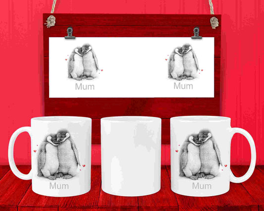 Valentines day Penguin ceramic mug