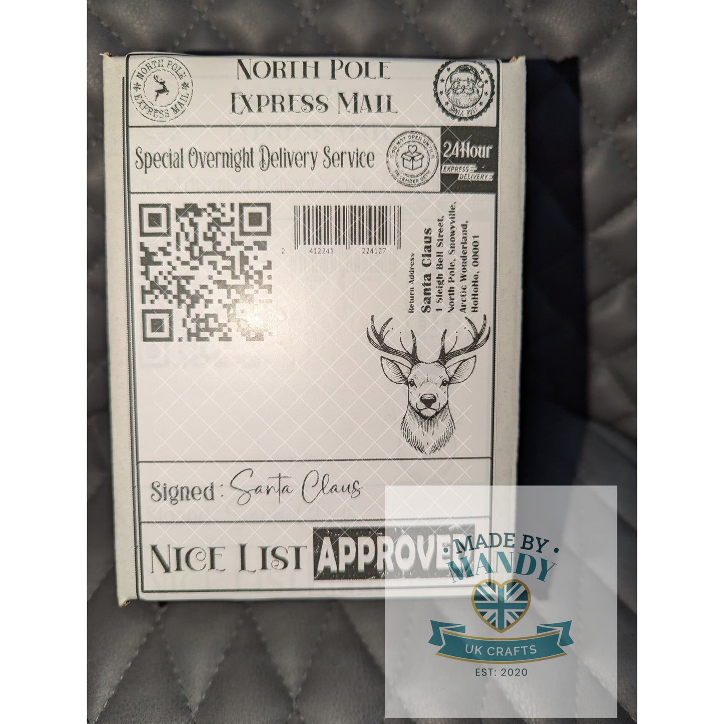 Personalised interactive Santa Father Christmas North Pole postage shipping label